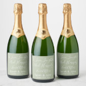 Sage Aangepaste Gepersonaliseerde Script bruiloft  Sparkling Wijnetiket (Flessen)