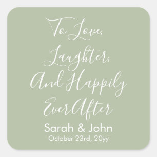 Sage Aangepaste Gepersonaliseerde Script bruiloft  Vierkante Sticker