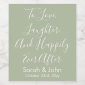 Sage Aangepaste Gepersonaliseerde Script bruiloft  Wijn Etiket (Enkel label)