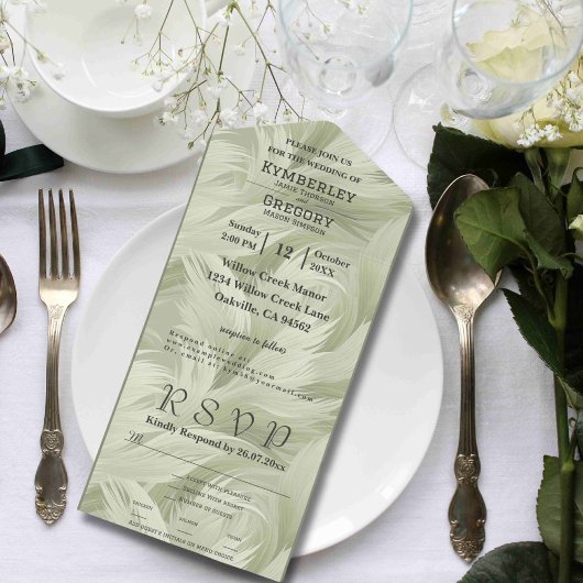 Sage Abstract Brush Pattern Website E-mail Retro All In One Uitnodiging