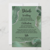 Sage Agate & Silver Glitter Wedding Uitnodiging (Achterkant)