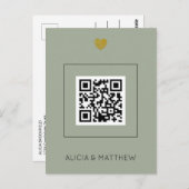 Sage All in One Wedding Invitation met QR Code Briefkaart (Voorkant / Achterkant)