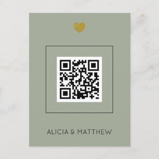 Sage All in One Wedding Invitation met QR Code Briefkaart (Voorkant)