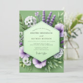 Sage Amethyst Weide Bruiloft Kaart (Staand voorkant)