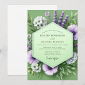 Sage Amethyst Weide Bruiloft Kaart (Voorkant / Achterkant)