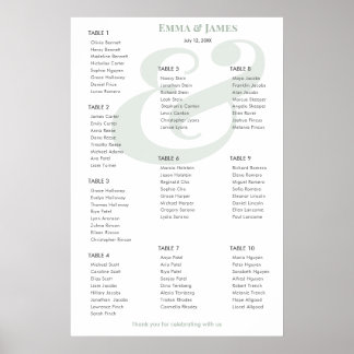 Sage Ampersand Bruiloft | 10 zitplaatsenkaart Poster