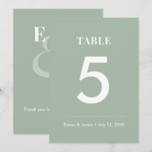 Sage Ampersand Mariage | Numéro de table moderne