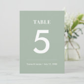 Sage Ampersand Mariage | Numéro de table moderne (Debout devant)