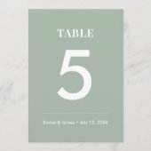 Sage Ampersand Mariage | Numéro de table moderne (Devant)
