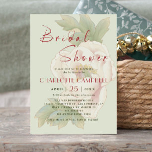 Sage and Blush Peony Roos Bridal Shower Invitation Save The Date