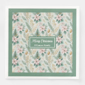 Sage and Gold Napkins Custom Christmas Monogram Servet (Voorkant)