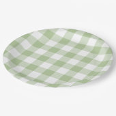 Sage and White Buffalo Plaid Gingham Papieren Bordje (Gekanteld)