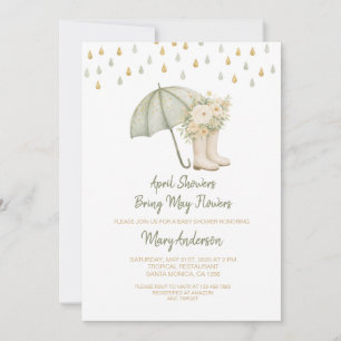 Sage April Showers Brengen May Bloemen Baby Shower Kaart