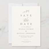 Sage Arch Boho Minimal Leaf Foto Save The Date (Achterkant)