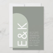 Sage Arch Moss Abstract Japandi Minimalism Wedding Kaart (Voorkant)