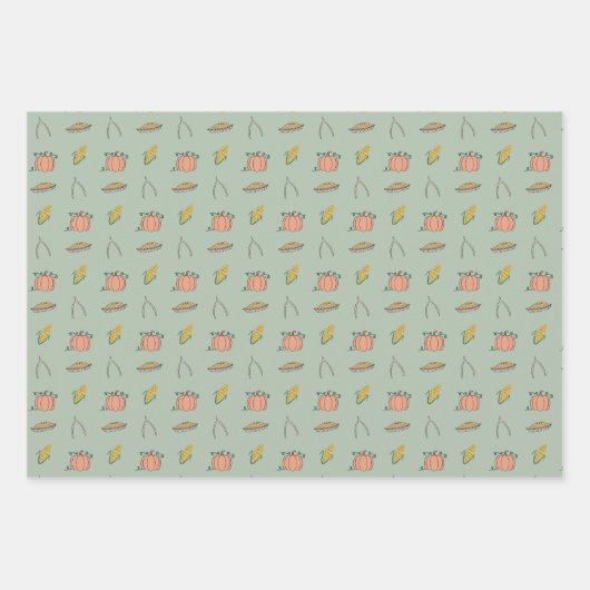 Sage Autumn Harvest Festival Thanksgiving Inpakpapier Vel (Voorkant)