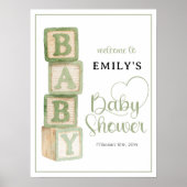 Sage Baby Blocks Baby Shower Welcome Poster (Devant)