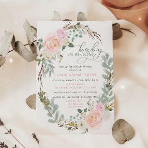 Sage Baby in Bloom Roze Bloemen Meisje Baby shower Kaart