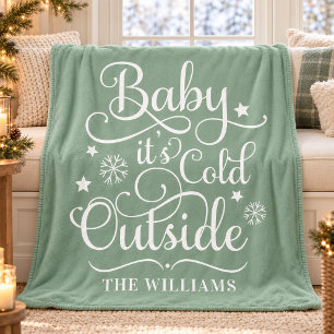 Sage Baby It's Cold Outside Familienaam Fleece Deken