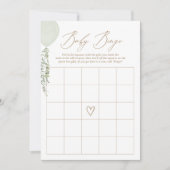 Sage Balloon Baby shower Bingo spel Kaart (Voorkant)