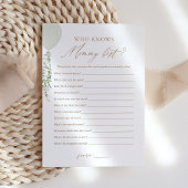 Sage Balloon Wie kent Mama Beste Baby shower Spel Kaart