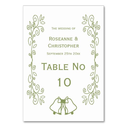 Sage Bells Scrollwork Ontwerp Wedding Kaart (Achterkant)