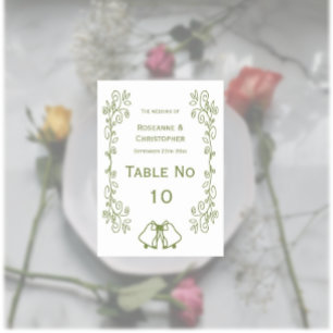 Sage Bells Scrollwork Ontwerp Wedding Kaart