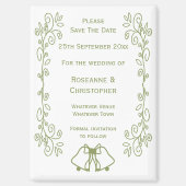 Sage Bells Scrollwork Wedding Save the Date Magneet (Voorkant)
