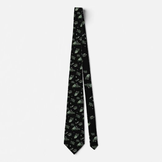 SAGE BLACK BOTANICAL EUCALYPTUS CRAVATE BLANCHE (Devant)