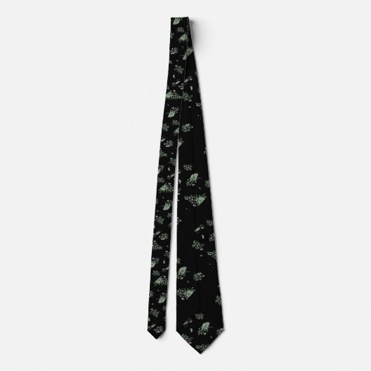 SAGE BLACK BOTANICAL EUCALYPTUS CRAVATE BLANCHE (Dos)