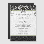 Sage Black Monogram Magnetic Wedding Invitation Magnetische Uitnodiging (Voorkant / Achterkant)