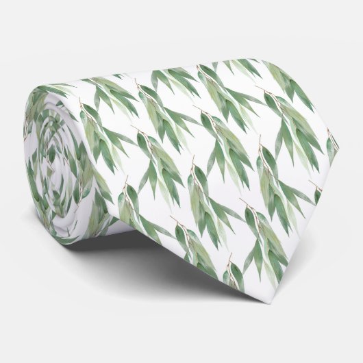 SAGE BLANC EUCALYPTUS MOTIF MENS CRAVATE (Roulé)
