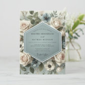 Sage Bloom Romance Wedding Kaart (Staand voorkant)