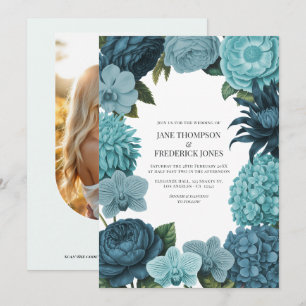 Sage Blue, Glacier Teal & Ice Mint Trouwdag Kaart