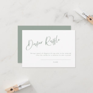 Sage Blue/Green Baby shower Diaper Raffle Kaart