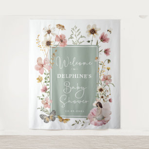 Sage Blush Fairy Wildflower Baby shower Welkom Wandkleed