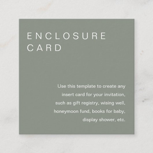 SAGE Bohemian Encape Card Invitation Insertion (Devant)