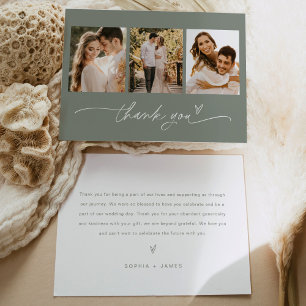 SAGE Bohemian Photo Mariage Carte de remerciements
