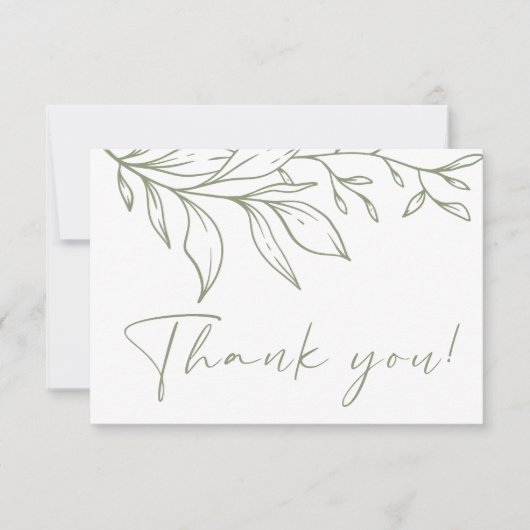 Sage Boho Bloem Bruiloft Bedankkaart (Voorkant)