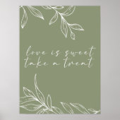 Sage Boho Bloem Bruiloft Liefde Is Zoet Poster (Voorkant)