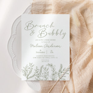 Sage Boho Bloemen Brunch Bruids Douche Uitnodiging