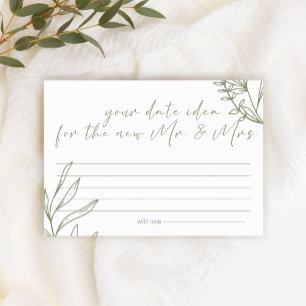 Sage Boho Bloemen Date Night Idee Shower Spel Briefpapier