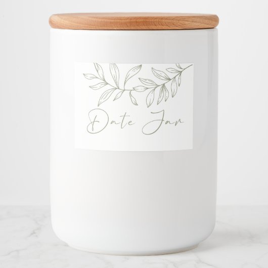 Sage Boho Bloemen Date Night Pot Voedselcontainer Etiket (Voorkant)