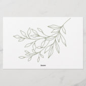 Sage Boho Bloemen Datum Nacht Idee Douche Spel Briefpapier (Achterkant)