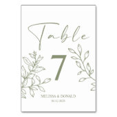 Sage Boho Bloemen Eenvoudig Trouwtafel Nummer Kaart (Achterkant)