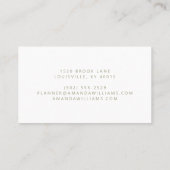 Sage Boho Floral Design Carte de visite (Dos)