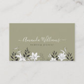 Sage Boho Floral Design Carte de visite (Devant)