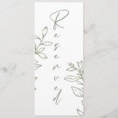 Sage Boho Flower Eenvoudige gereserveerde zitplaat Menu (Voorkant)