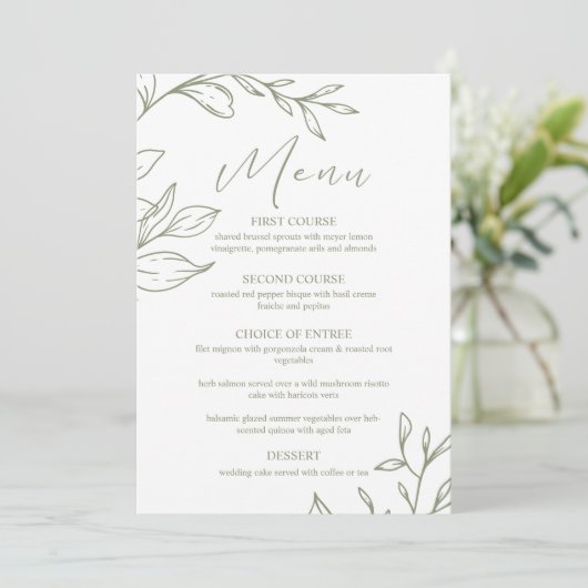 Sage Boho Flowers Boho Menu Mariage Boho (Debout devant)
