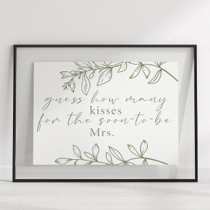 Sage Boho Flowers raad hoeveel kussen Game Post Poster